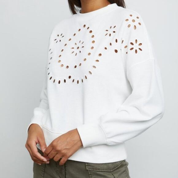 RAILS Alice Eyelet Embroidered Sweatshirt White {SS51} - Picture 3 of 8
